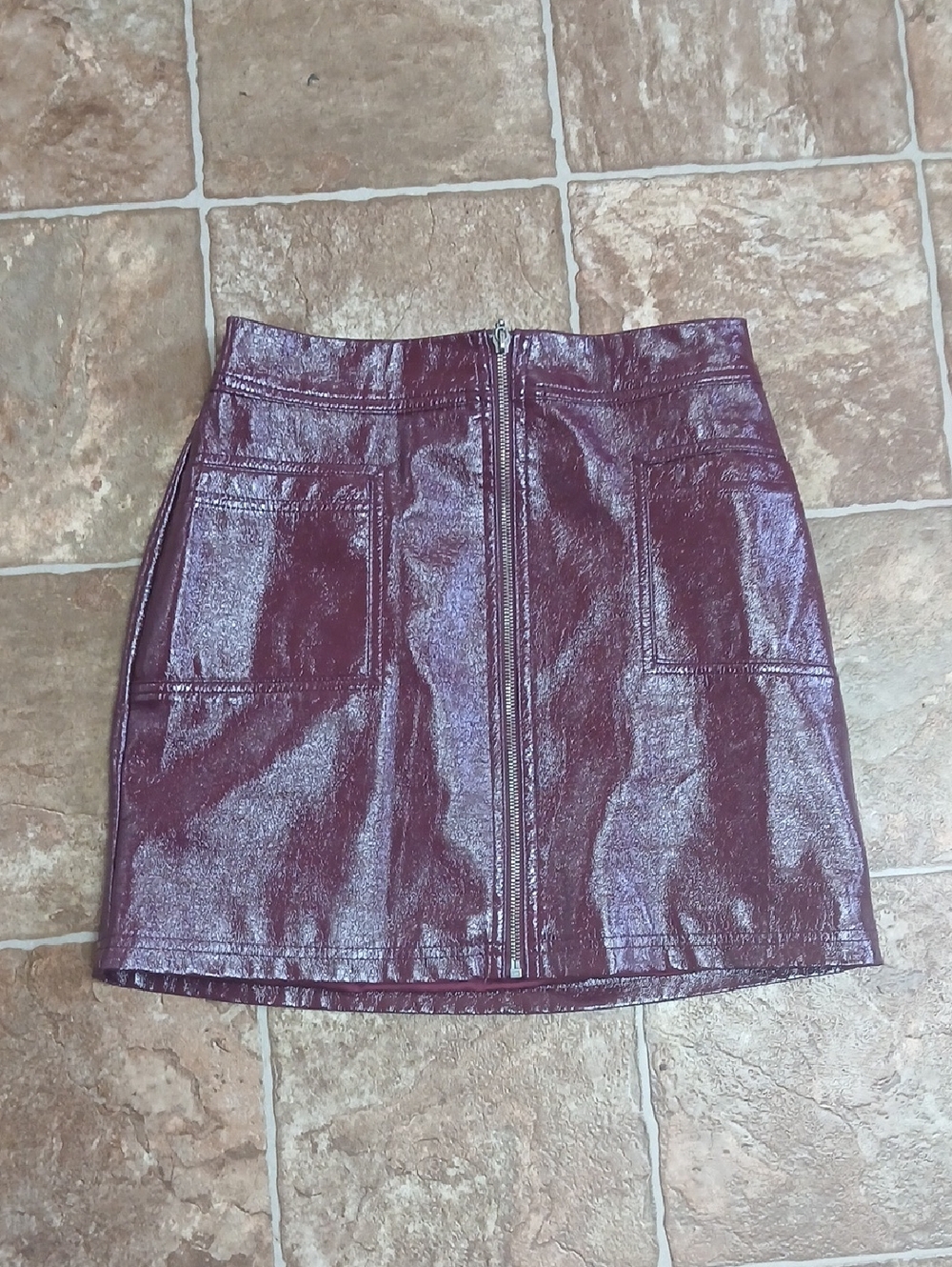 wild fable Shiny Burgundy Faux Leather Mini Skirt
